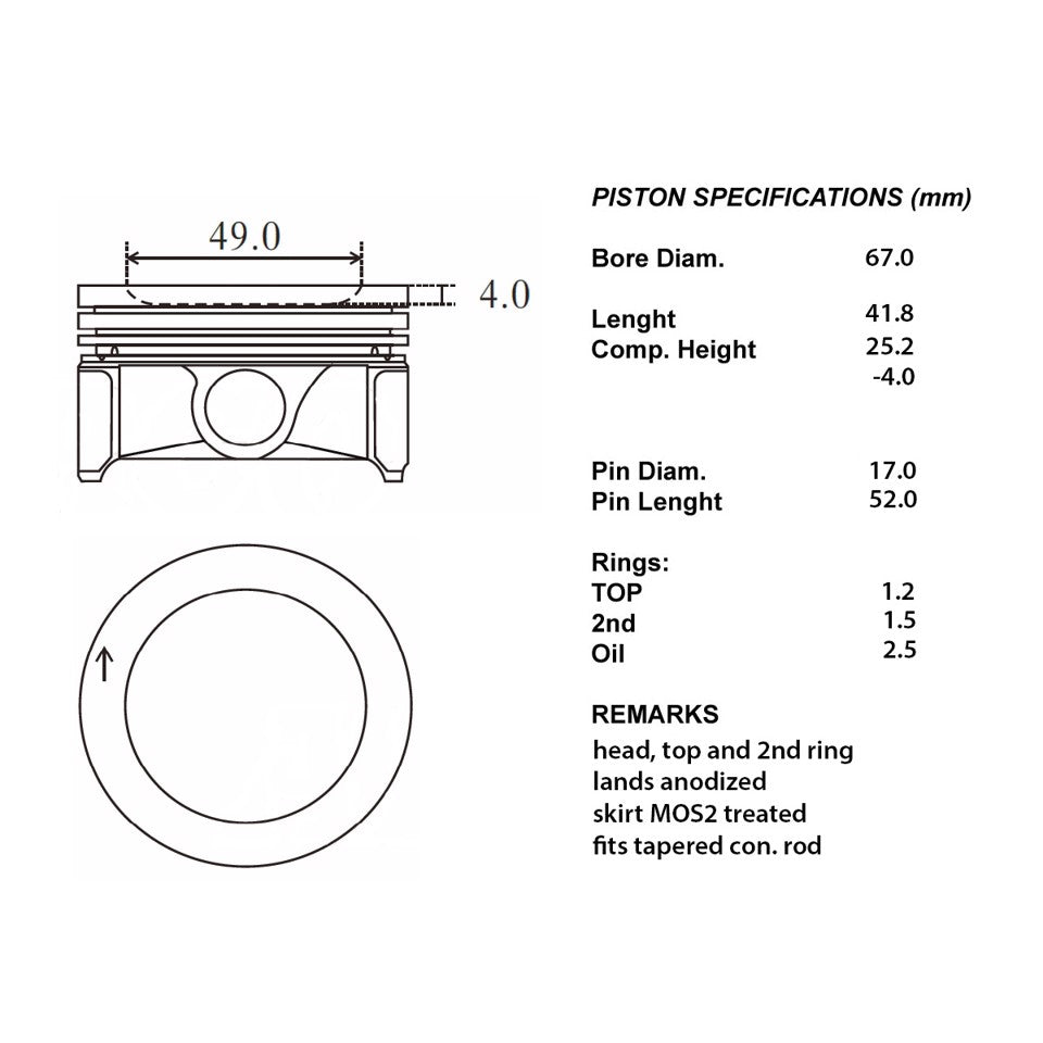 SERIE PISTONI MOTORE COMPLETI 050