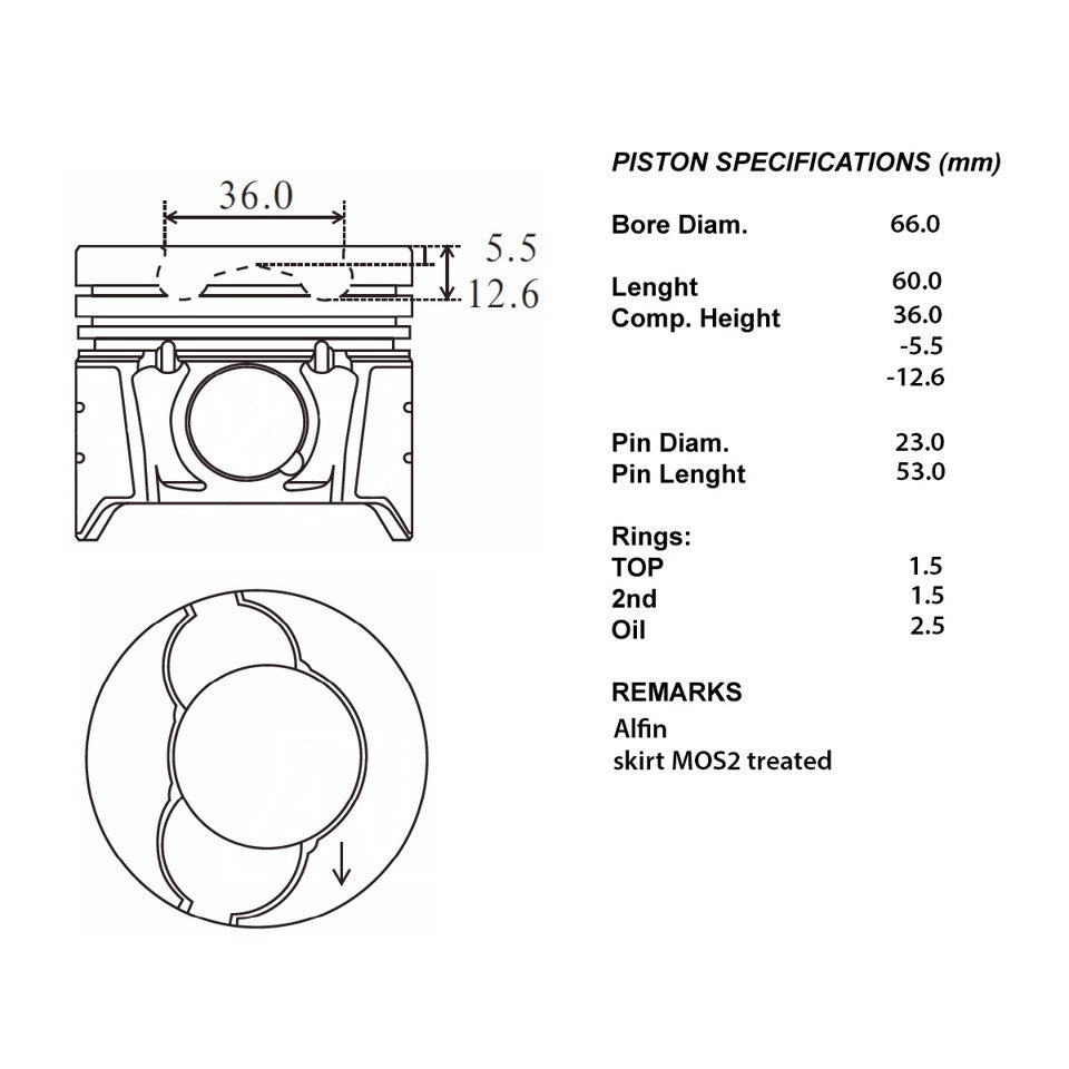 SERIE PISTONI MOTORE COMPLETI 050