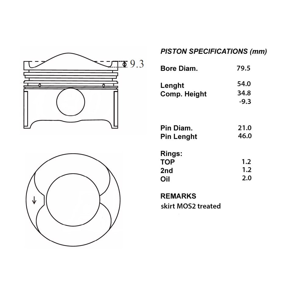 SERIE PISTONI MOTORE COMPLETI 050
