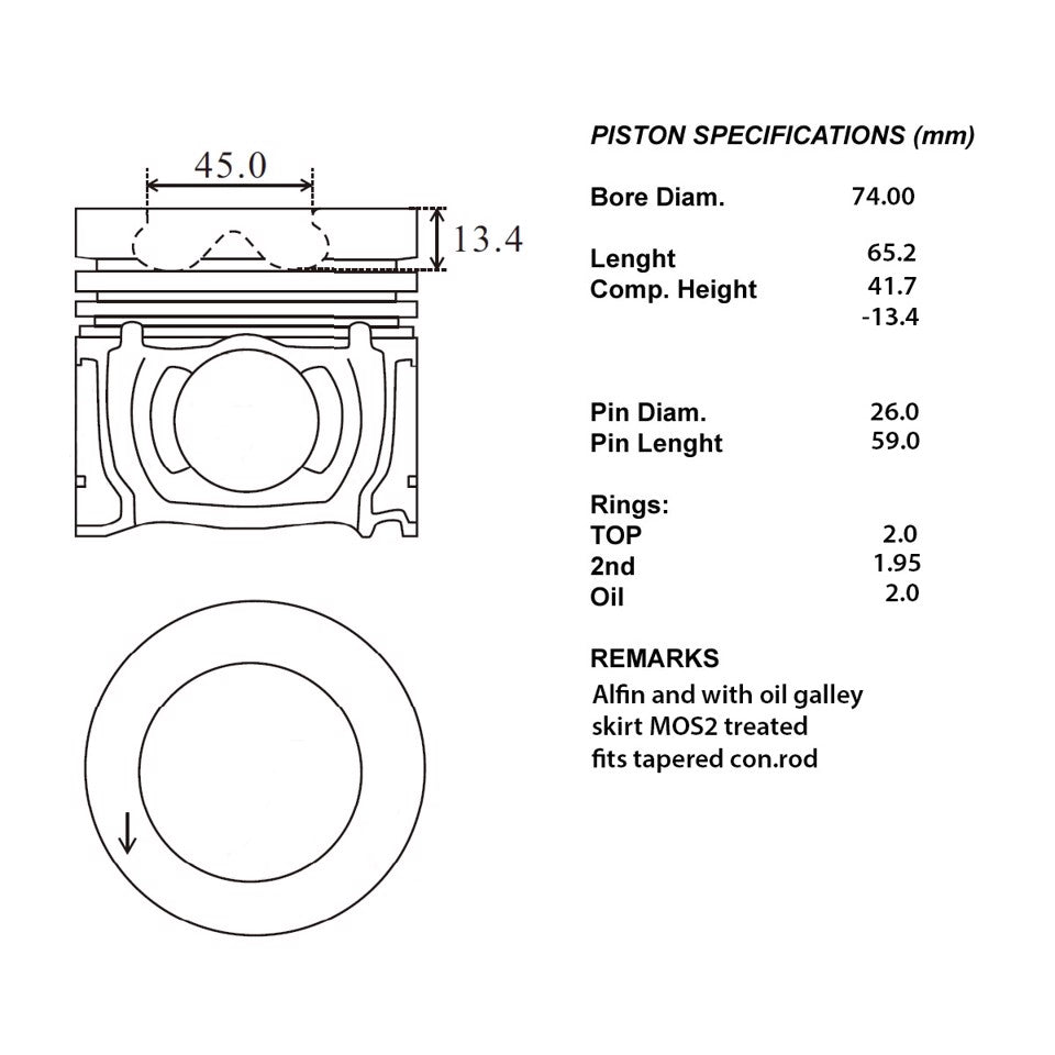SERIE PISTONI MOTORE COMPLETI 050