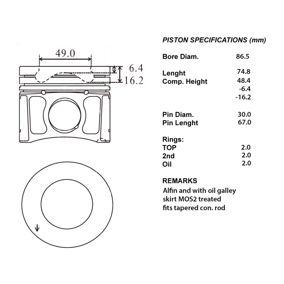 SERIE PISTONI MOTORE COMPLETI 050