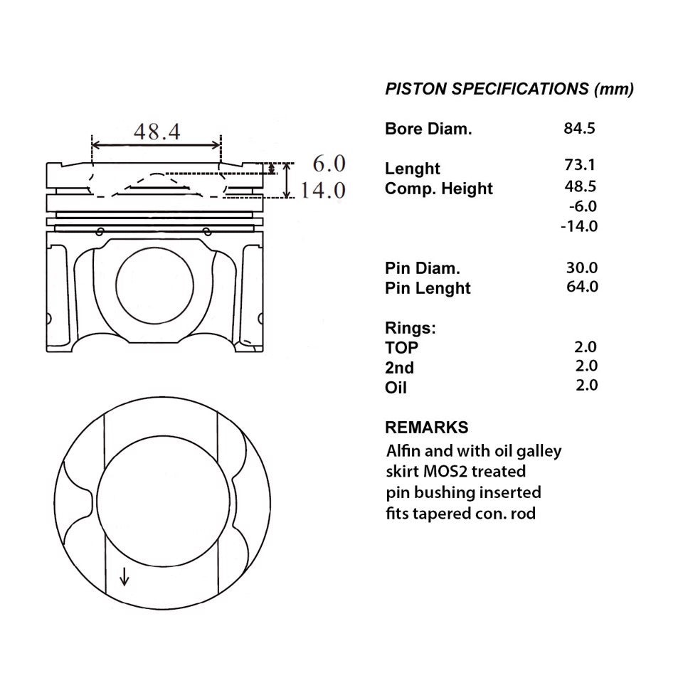 SERIE PISTONI MOTORE COMPLETI 050
