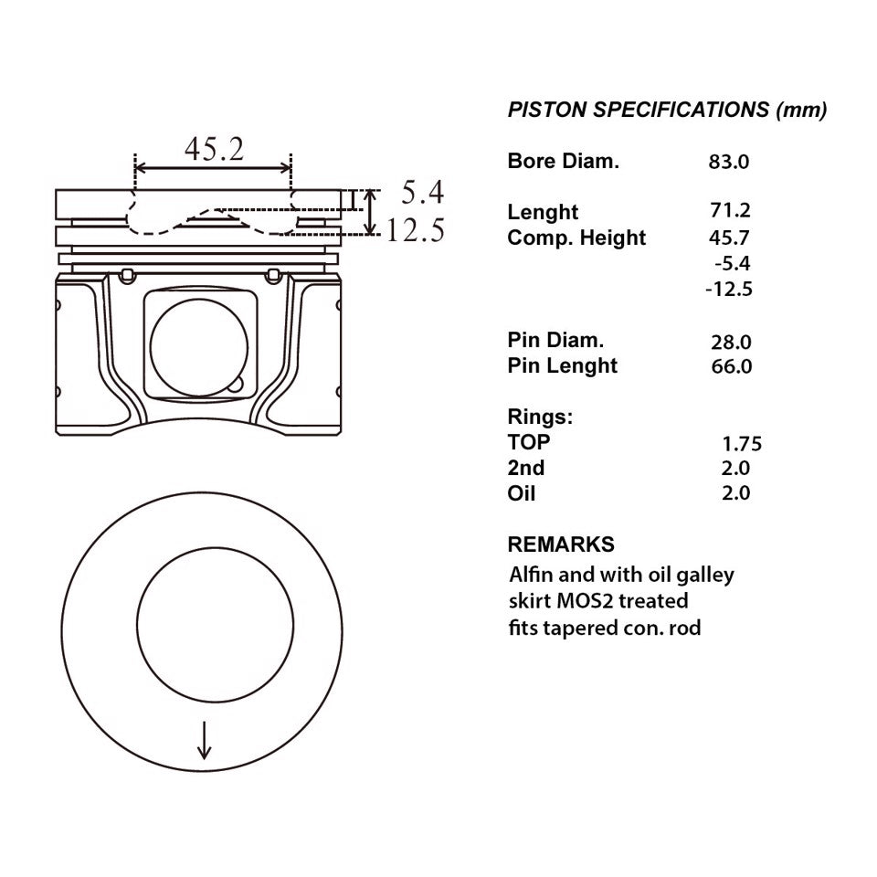 SERIE PISTONI MOTORE COMPLETI 050