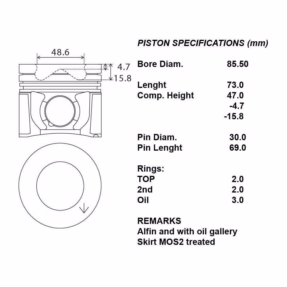 SERIE PISTONI MOTORE COMPLETI 050