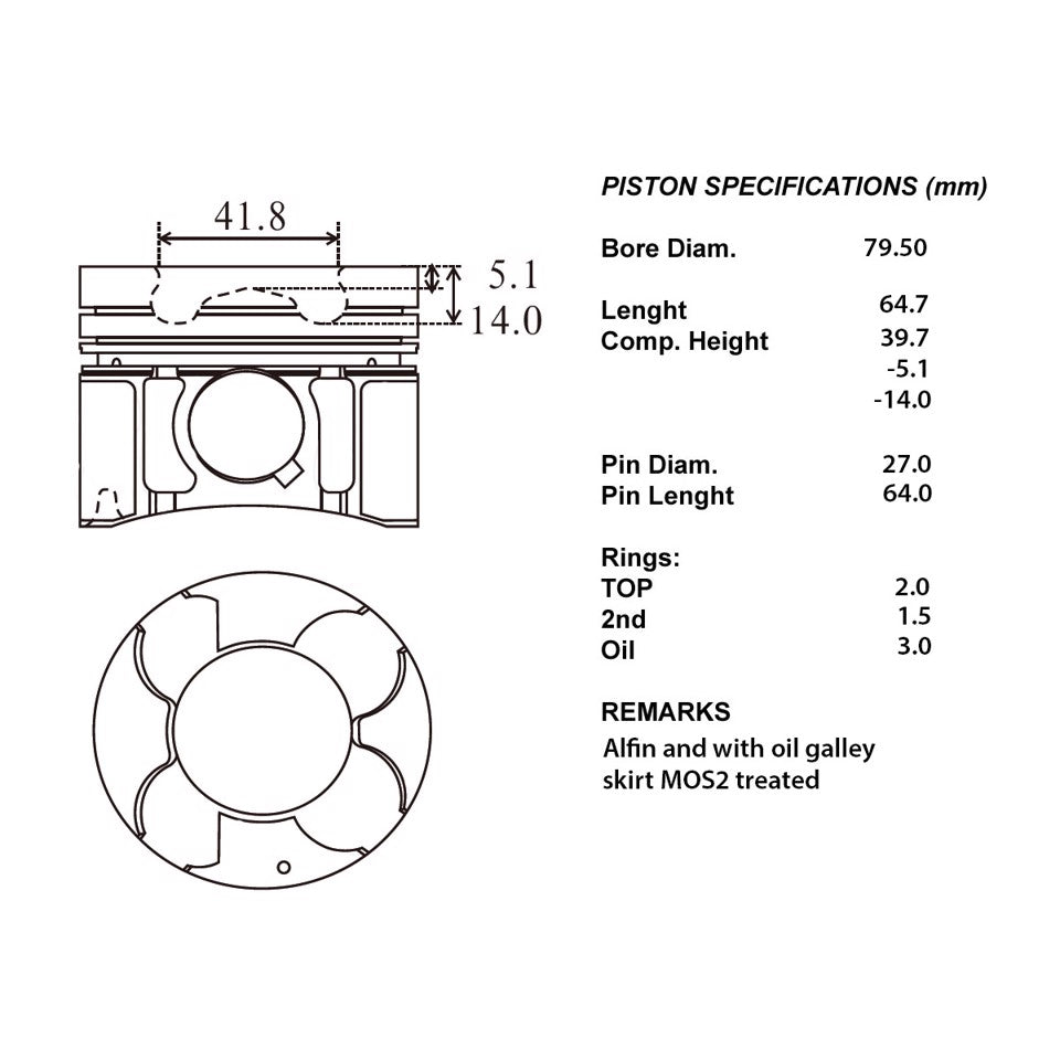 SERIE PISTONI MOTORE COMPLETI 050