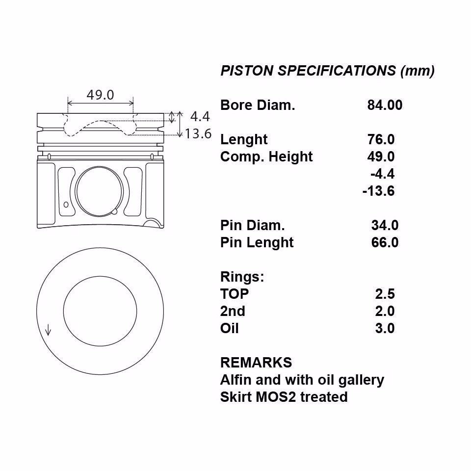 SERIE PISTONI MOTORE COMPLETI STD