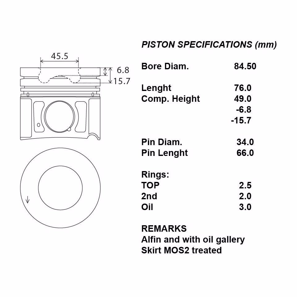 SERIE PISTONI MOTORE COMPLETI 050