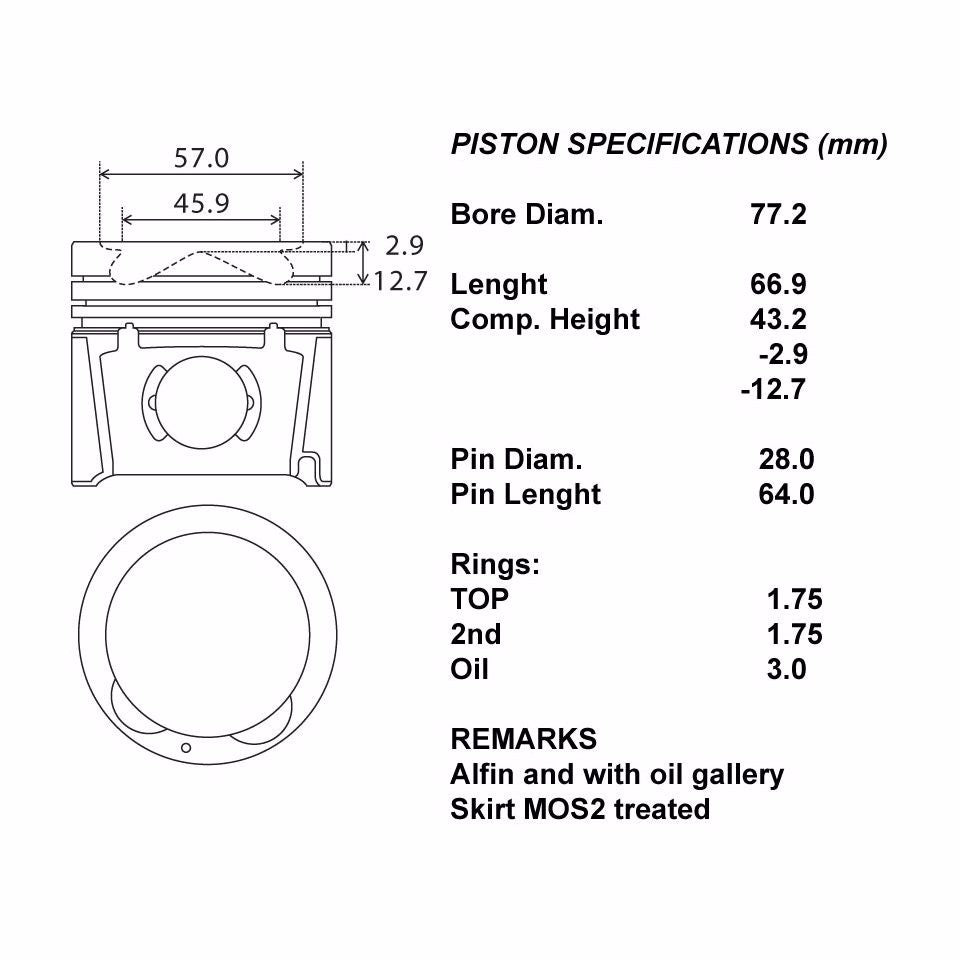 SERIE PISTONI MOTORE COMPLETI STD