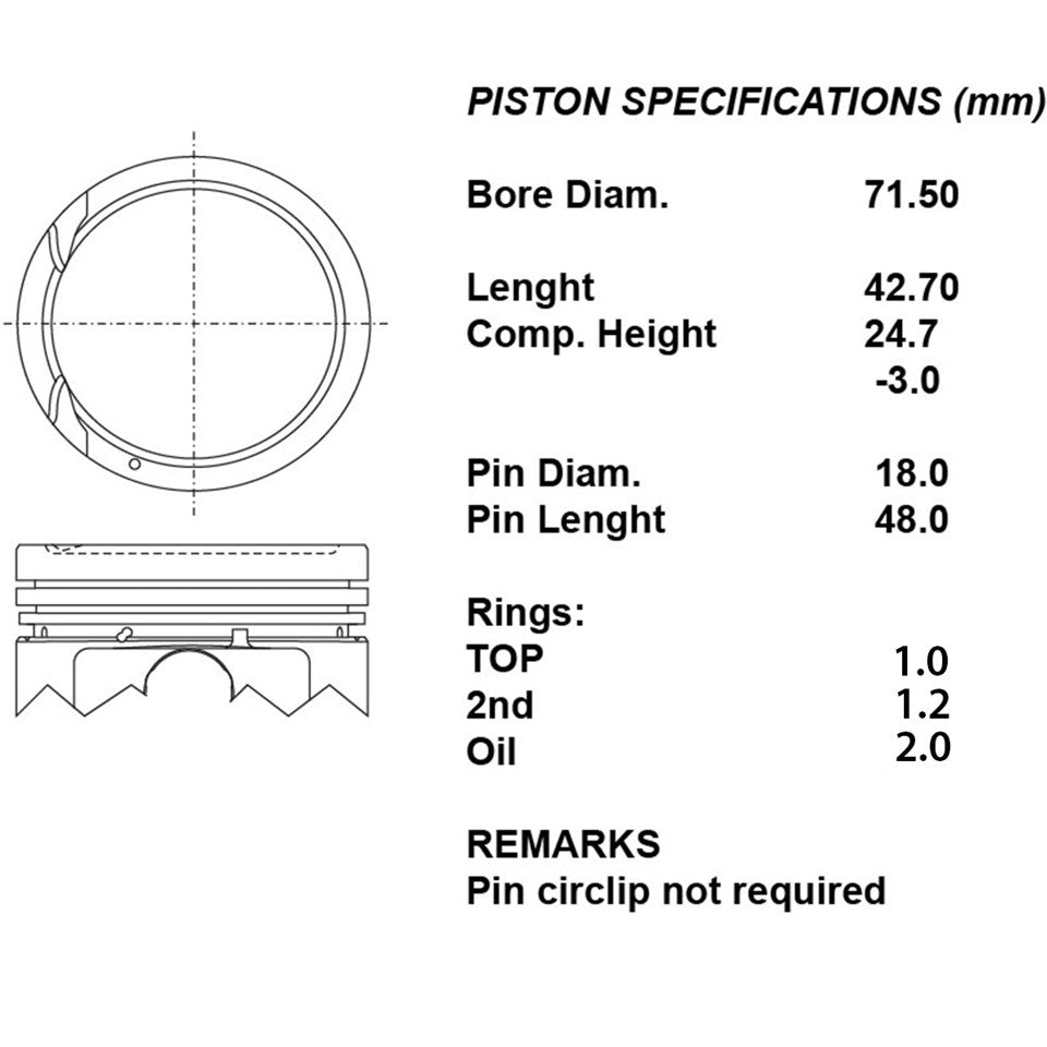 SERIE PISTONI MOTORE COMPLETI 050