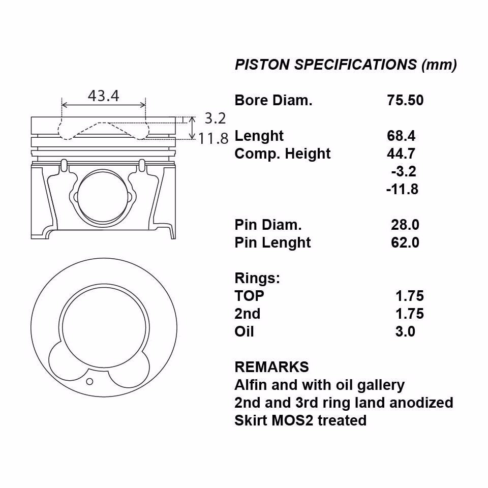 SERIE PISTONI MOTORE COMPLETI 050