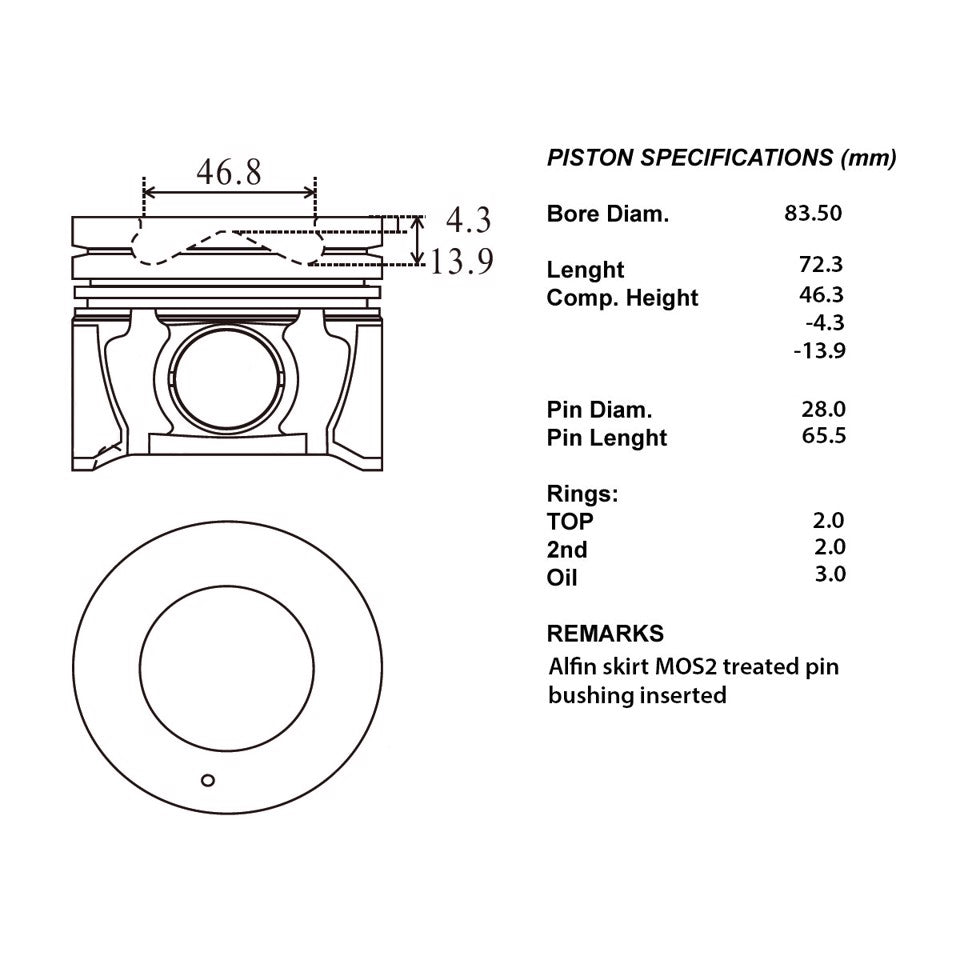 SERIE PISTONI MOTORE COMPLETI 050