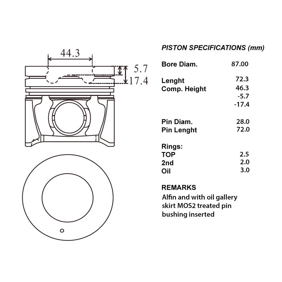 SERIE PISTONI MOTORE COMPLETI STD