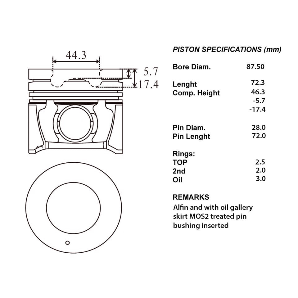 SERIE PISTONI MOTORE COMPLETI 050