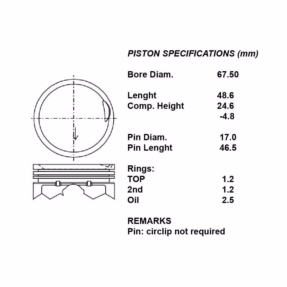 SERIE PISTONI MOTORE COMPLETI 050