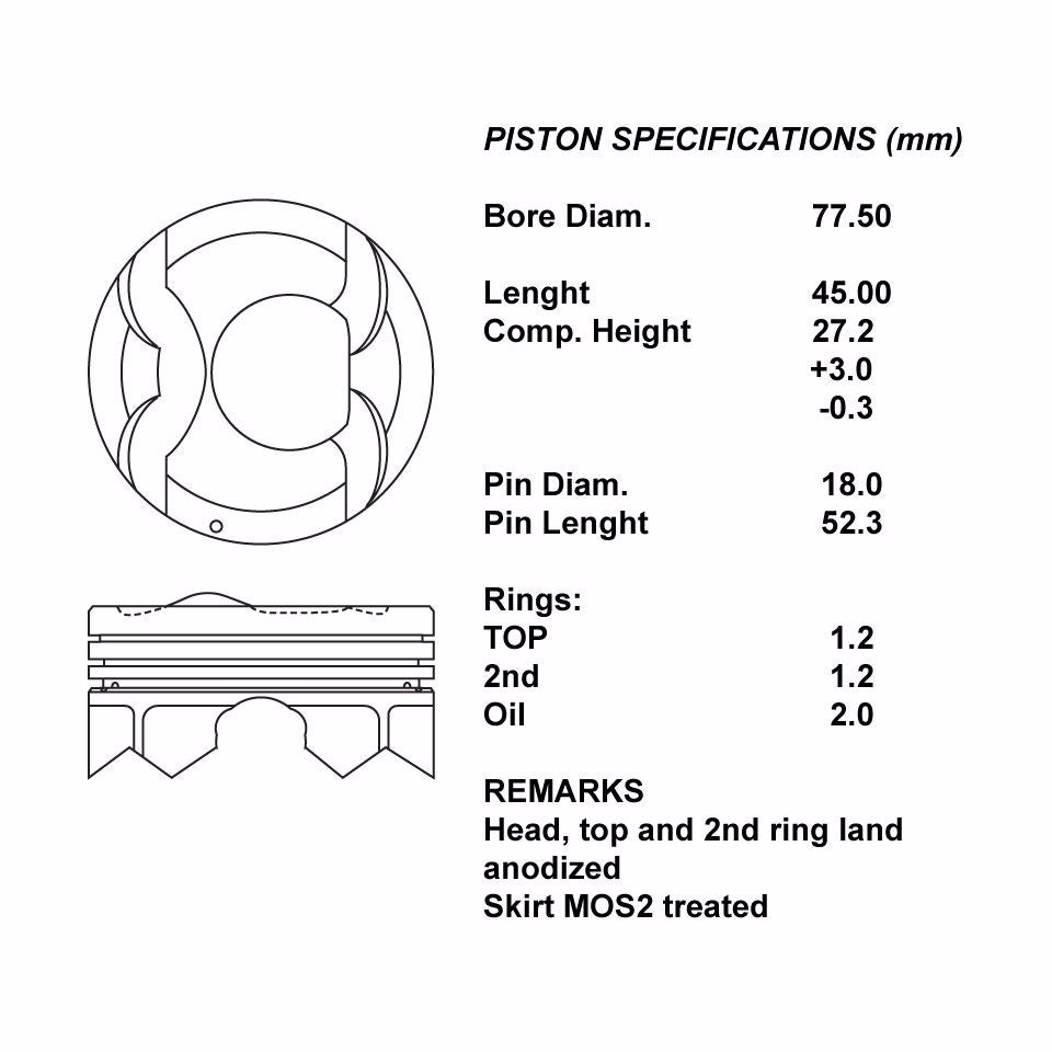 SERIE PISTONI MOTORE COMPLETI 050