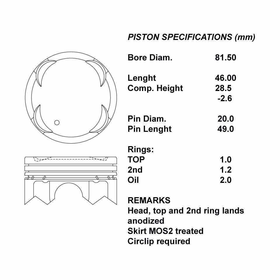 SERIE PISTONI MOTORE COMPLETI 050