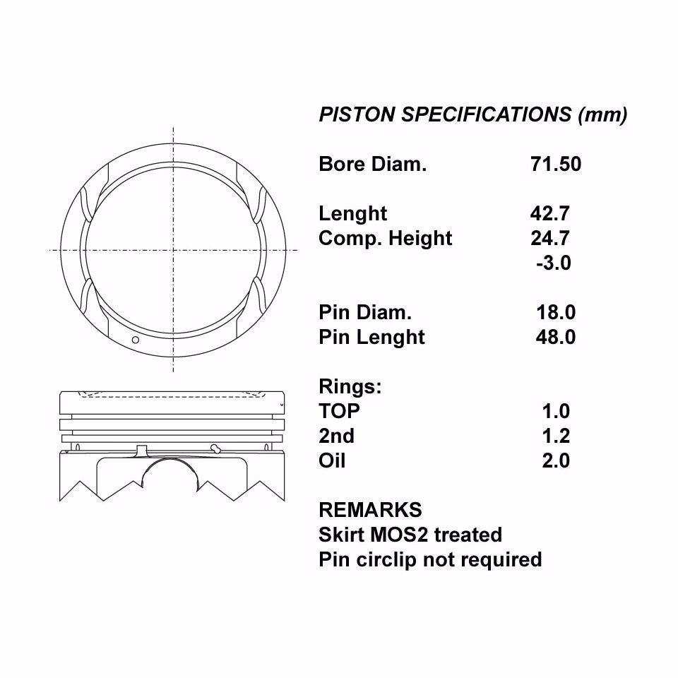 SERIE PISTONI MOTORE COMPLETI 050