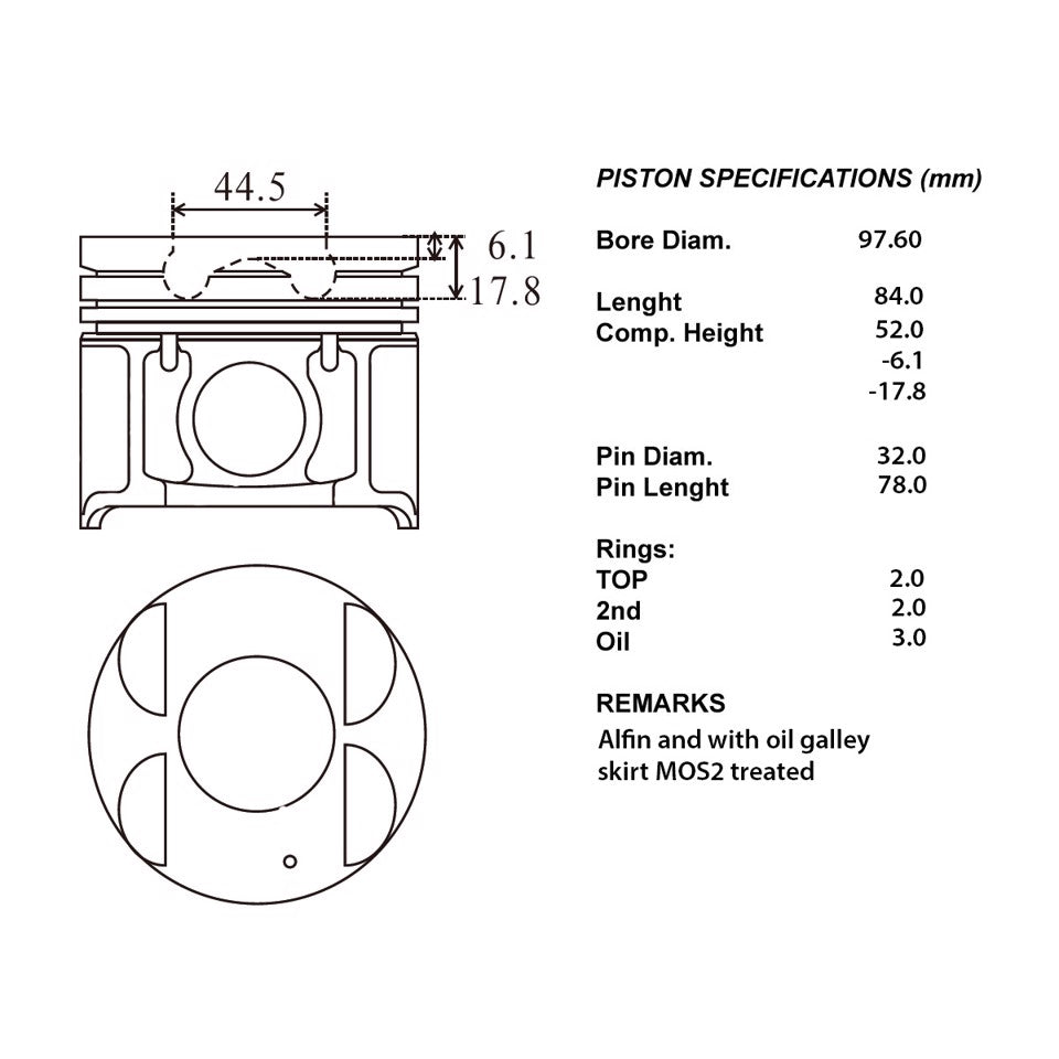 SERIE PISTONI MOTORE COMPLETI 050