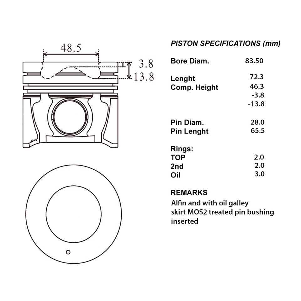 SERIE PISTONI MOTORE COMPLETI 050