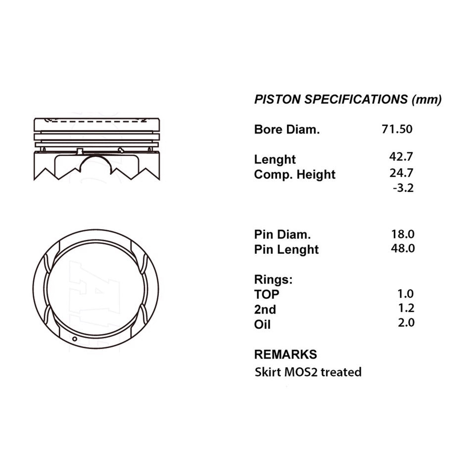 SERIE PISTONI MOTORE COMPLETI 050