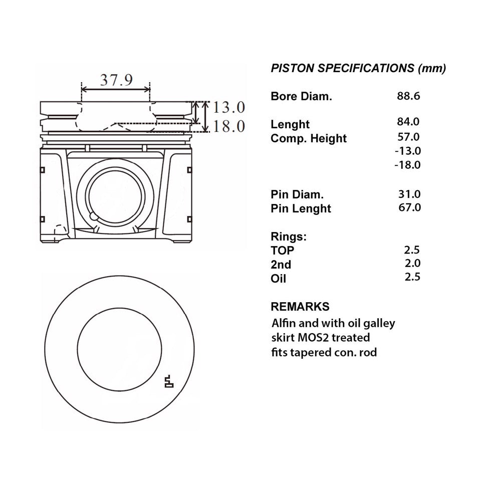 SERIE PISTONI MOTORE COMPLETI 060