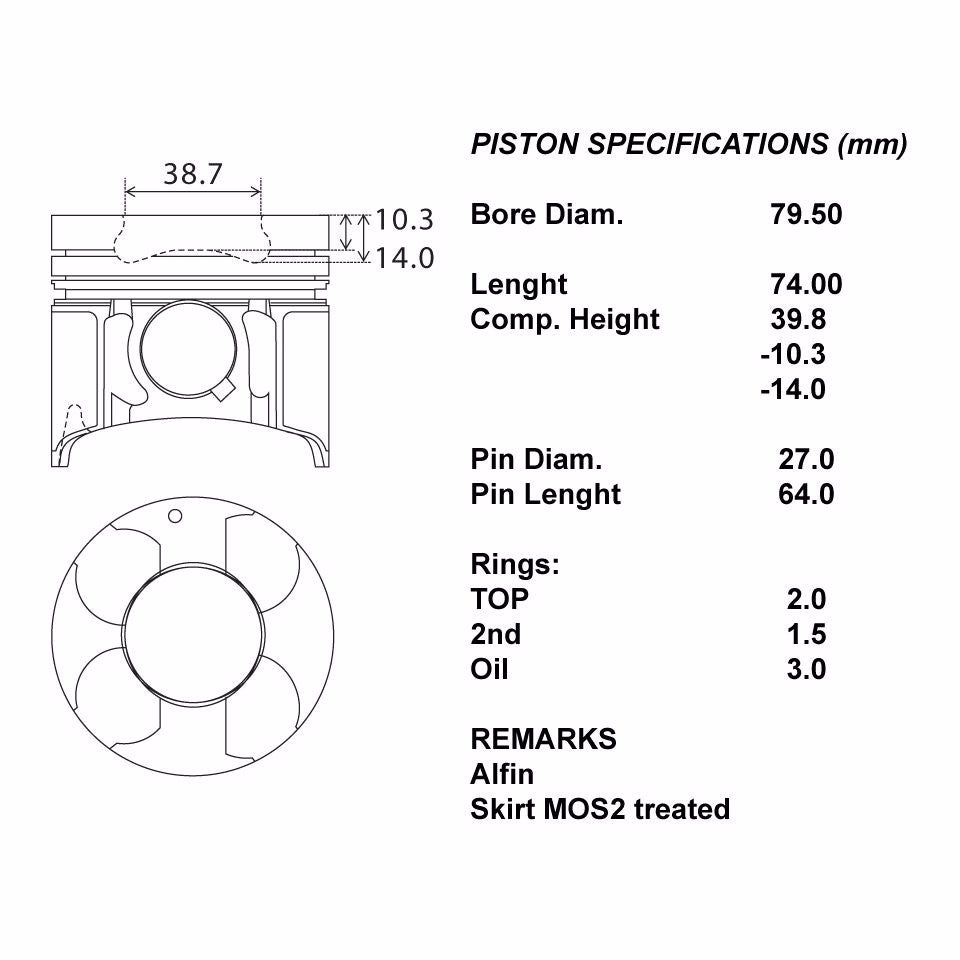 SERIE PISTONI MOTORE COMPLETI 050
