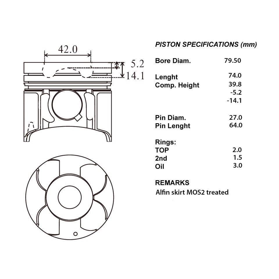 SERIE PISTONI MOTORE COMPLETI 050