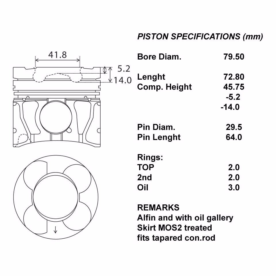 SERIE PISTONI MOTORE COMPLETI 050