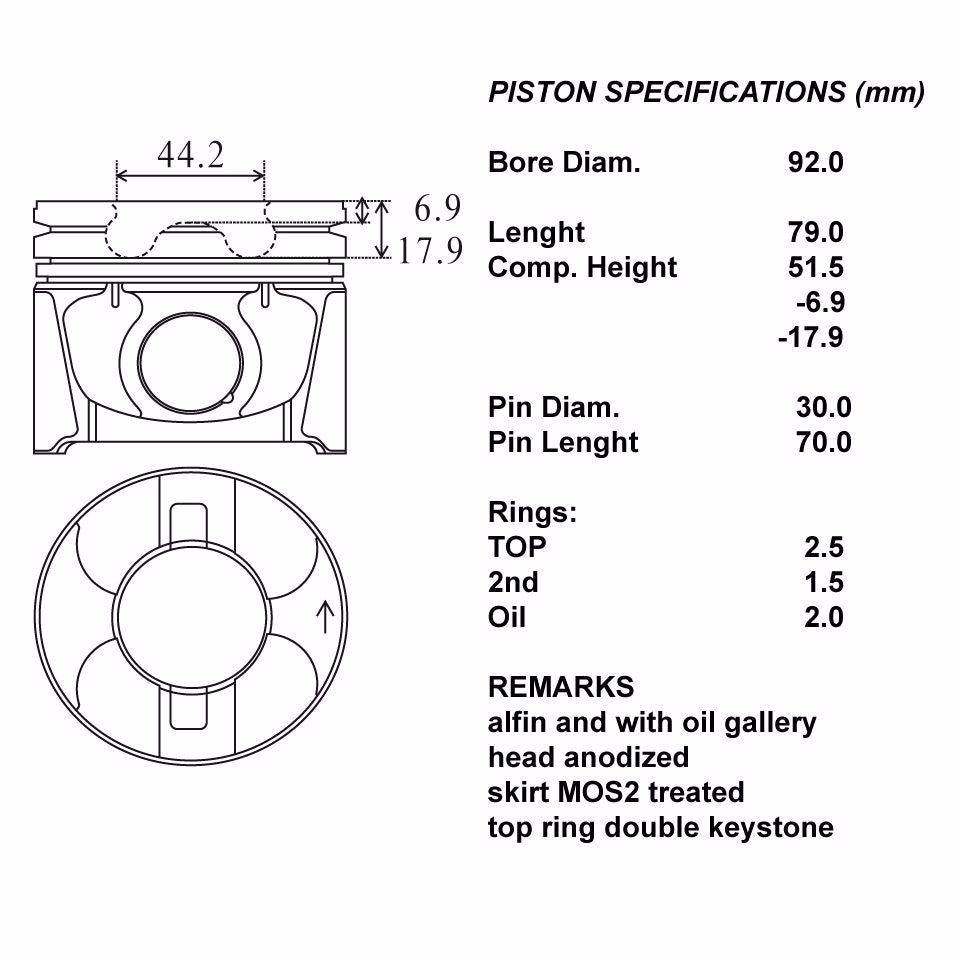 SERIE PISTONI MOTORE COMPLETI STD