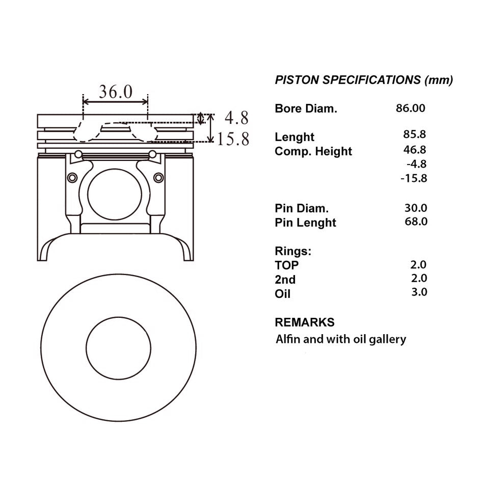 SERIE PISTONI MOTORE COMPLETI STD