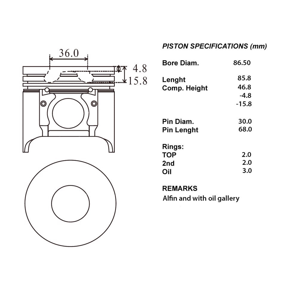 SERIE PISTONI MOTORE COMPLETI 050