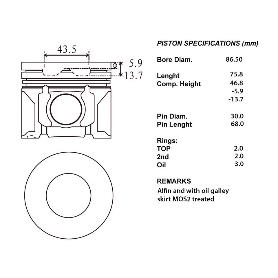 SERIE PISTONI MOTORE COMPLETI 050
