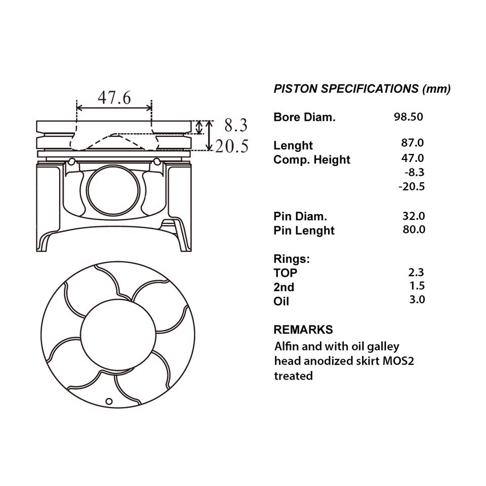 SERIE PISTONI MOTORE COMPLETI STD