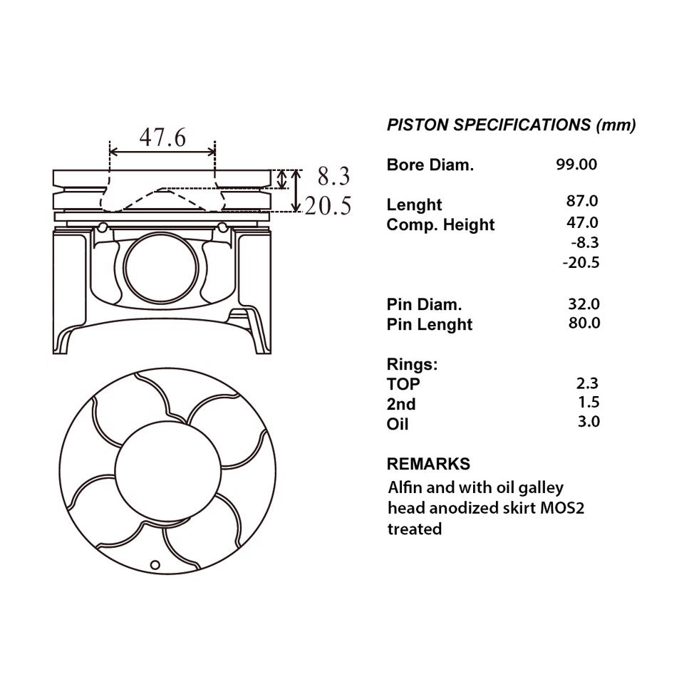 SERIE PISTONI MOTORE COMPLETI 050