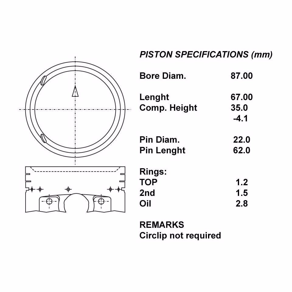 SERIE PISTONI MOTORE COMPLETI 050
