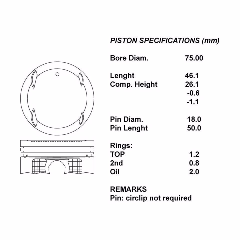 SERIE PISTONI MOTORE COMPLETI STD