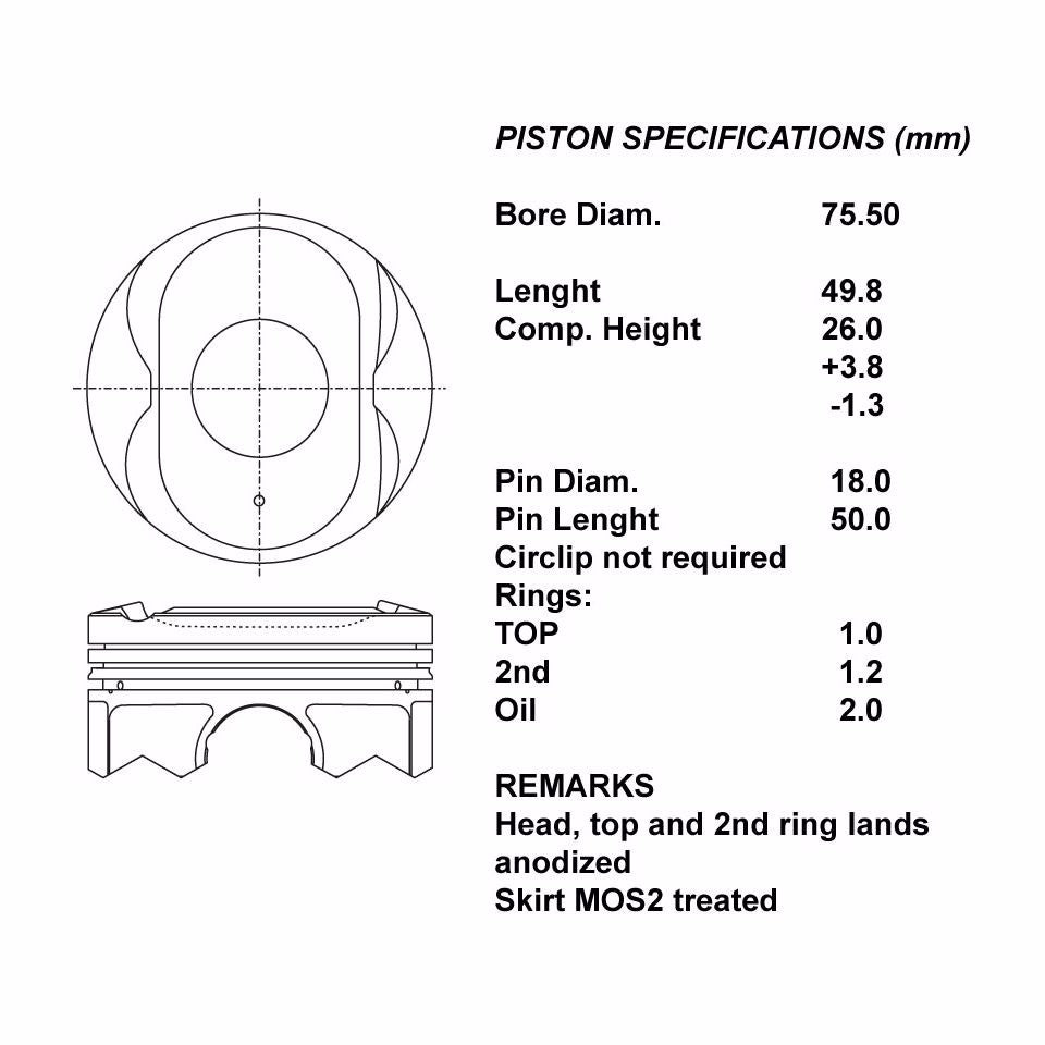 SERIE PISTONI MOTORE COMPLETI 050