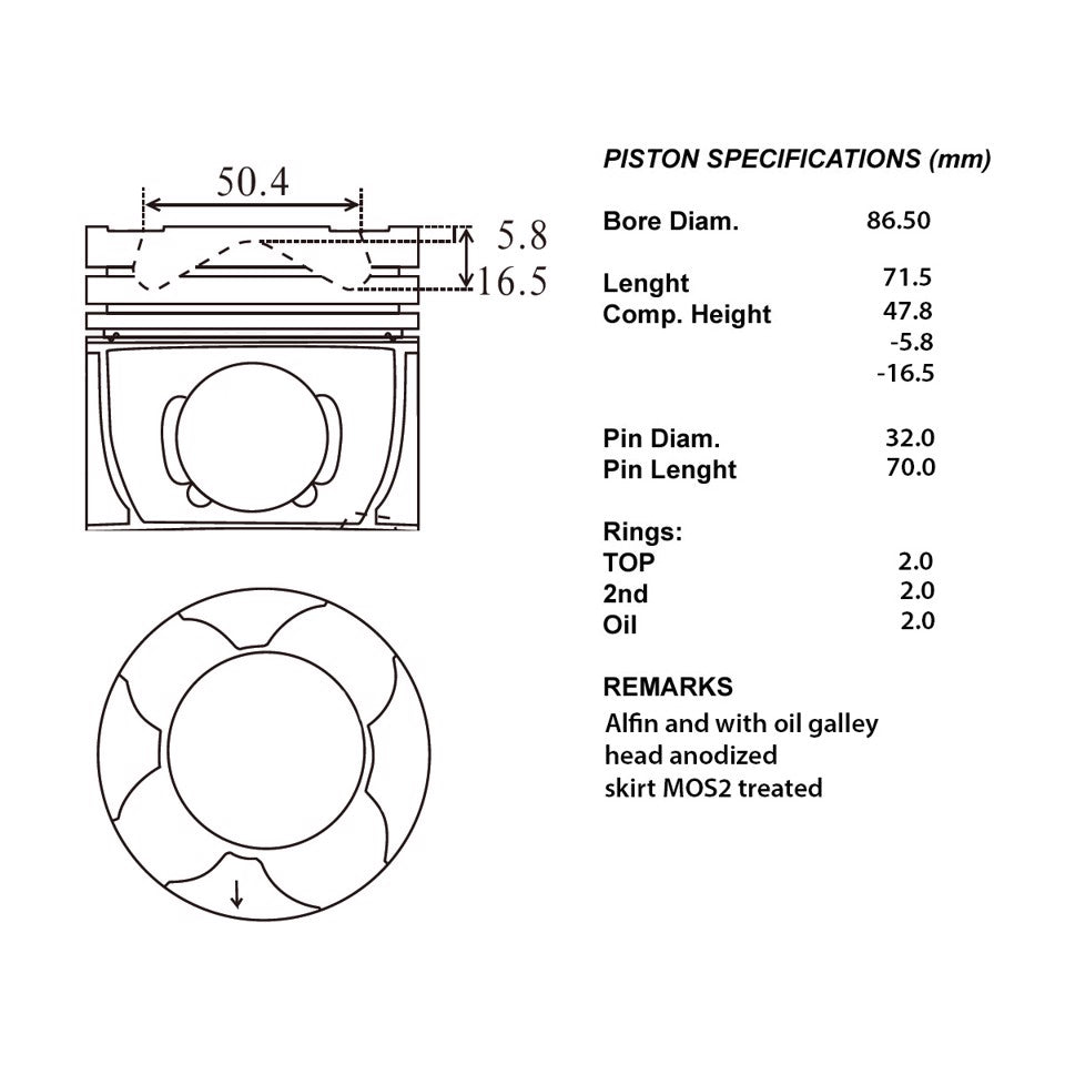 SERIE PISTONI MOTORE COMPLETI 050