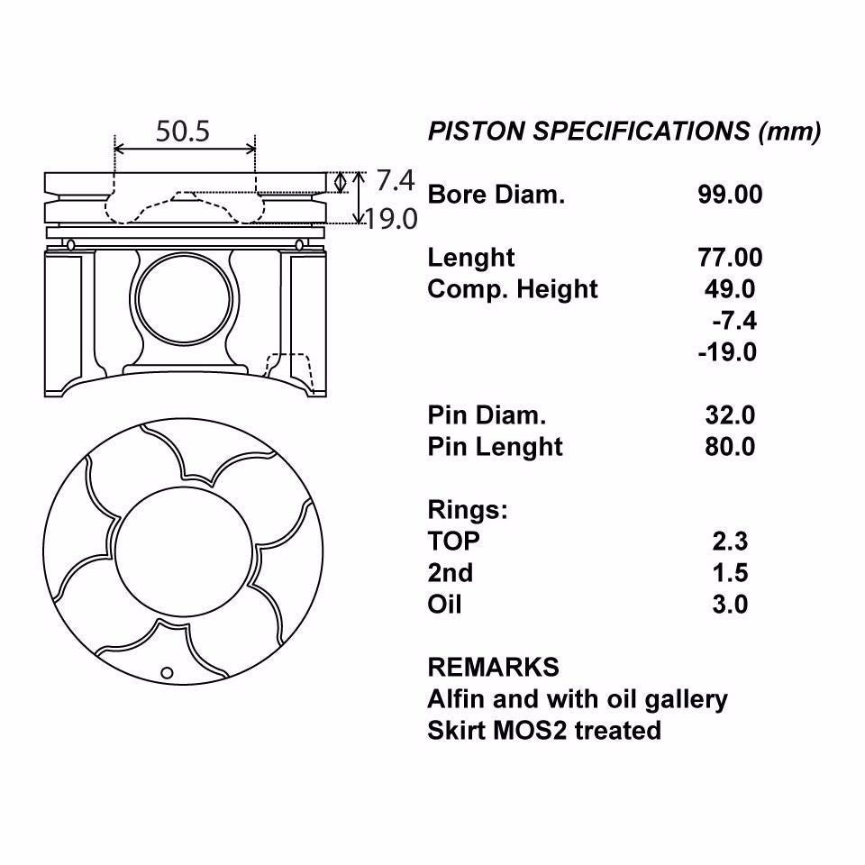 SERIE PISTONI MOTORE COMPLETI 050
