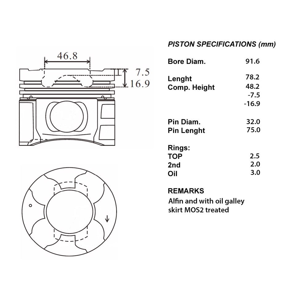 SERIE PISTONI MOTORE COMPLETI 050