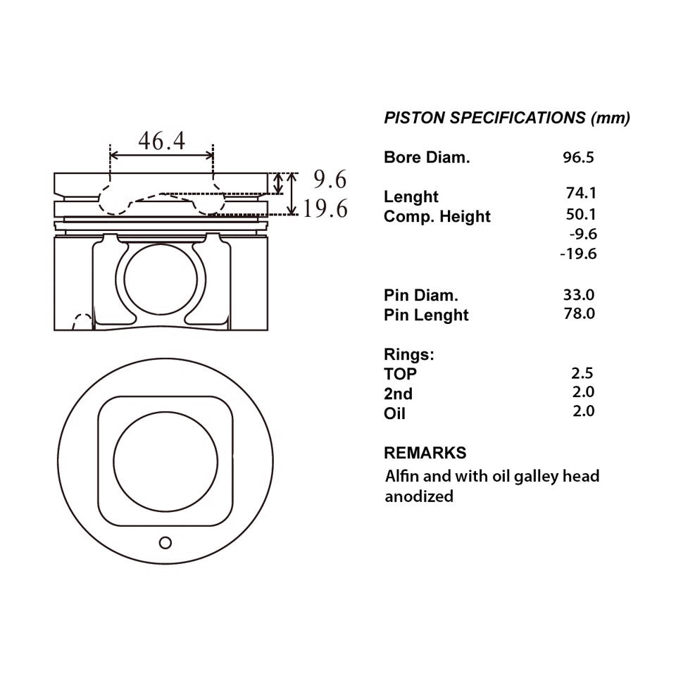 SERIE PISTONI MOTORE COMPLETI 050