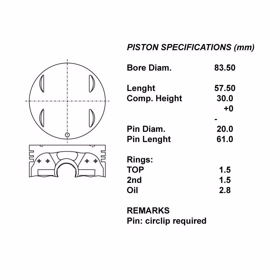 SERIE PISTONI MOTORE COMPLETI 050