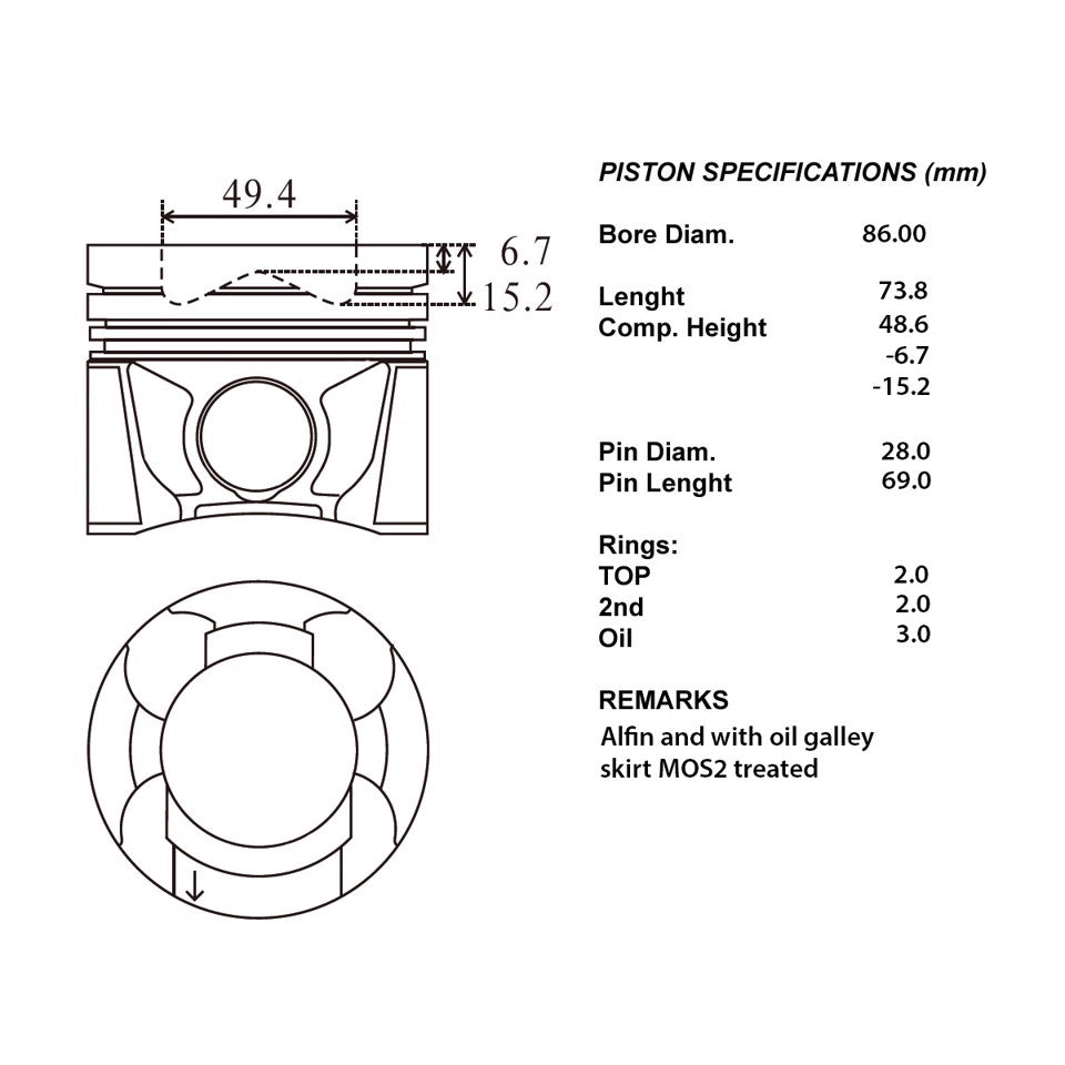SERIE PISTONI MOTORE COMPLETI STD