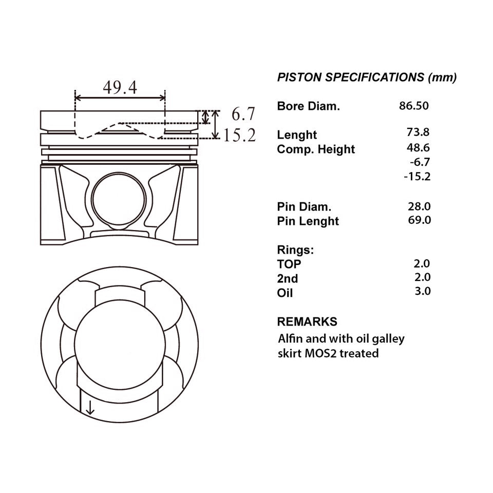 SERIE PISTONI MOTORE COMPLETI 050