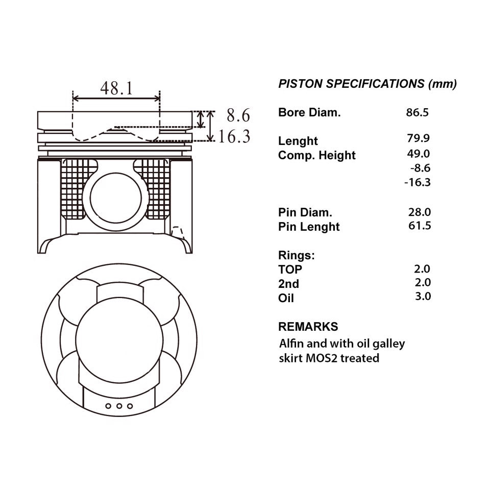 SERIE PISTONI MOTORE COMPLETI 050
