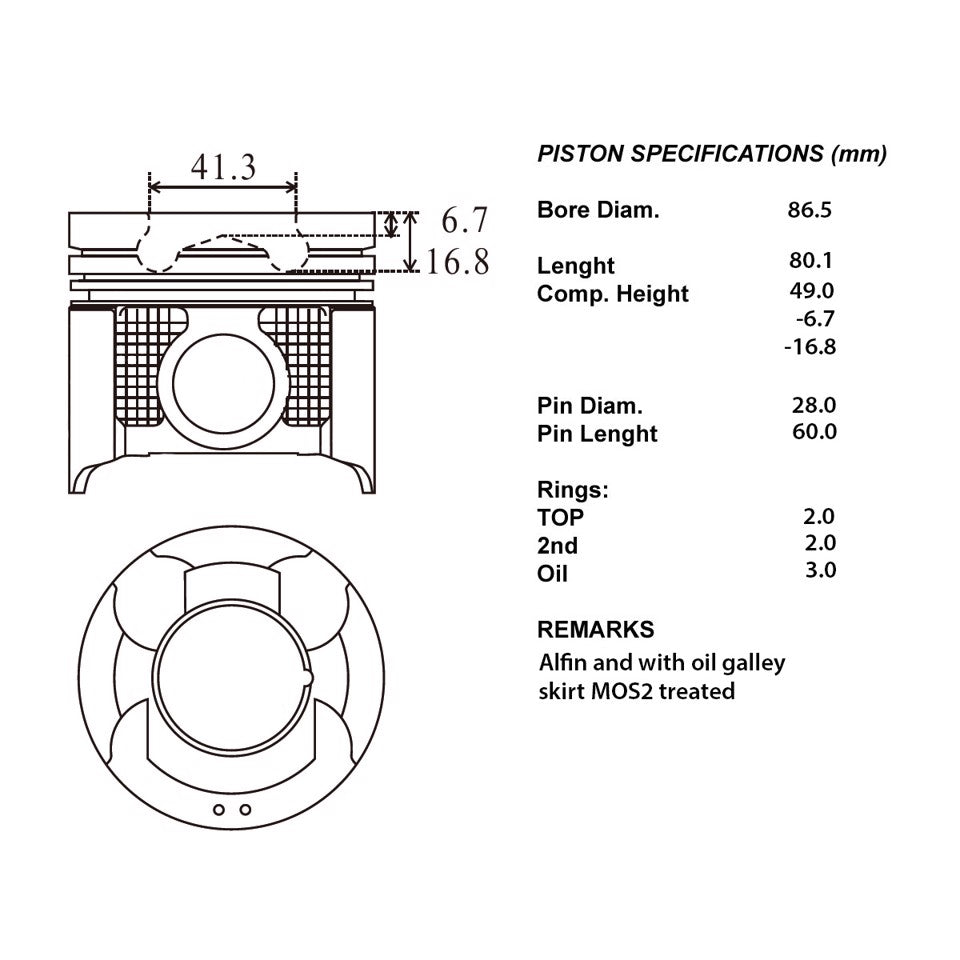 SERIE PISTONI MOTORE COMPLETI 050