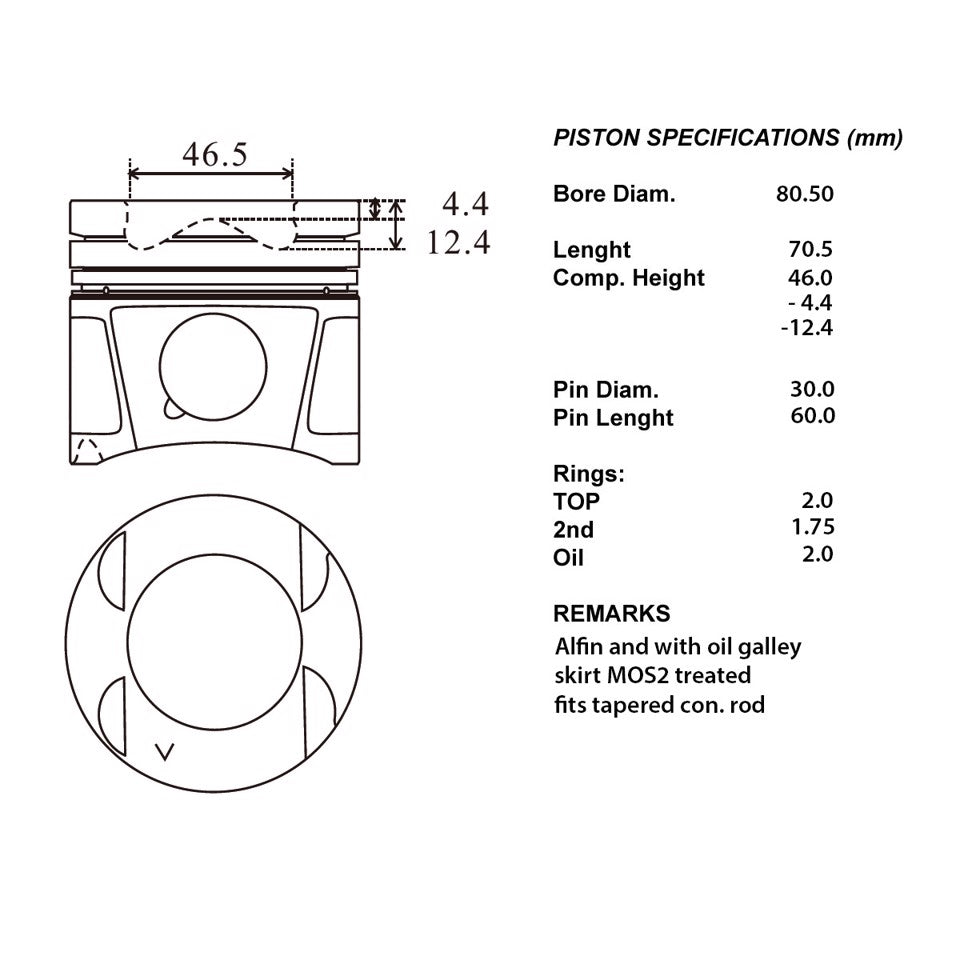 SERIE PISTONI MOTORE COMPLETI 050