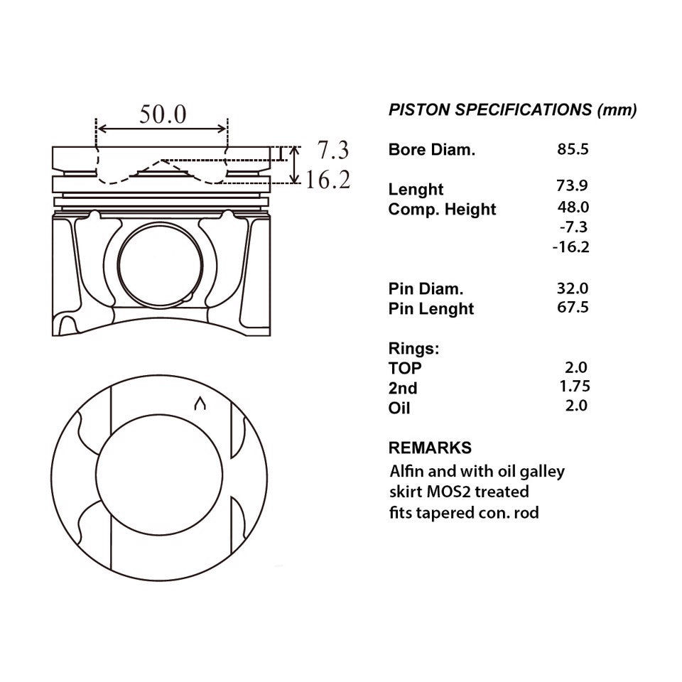 SERIE PISTONI MOTORE COMPLETI 050