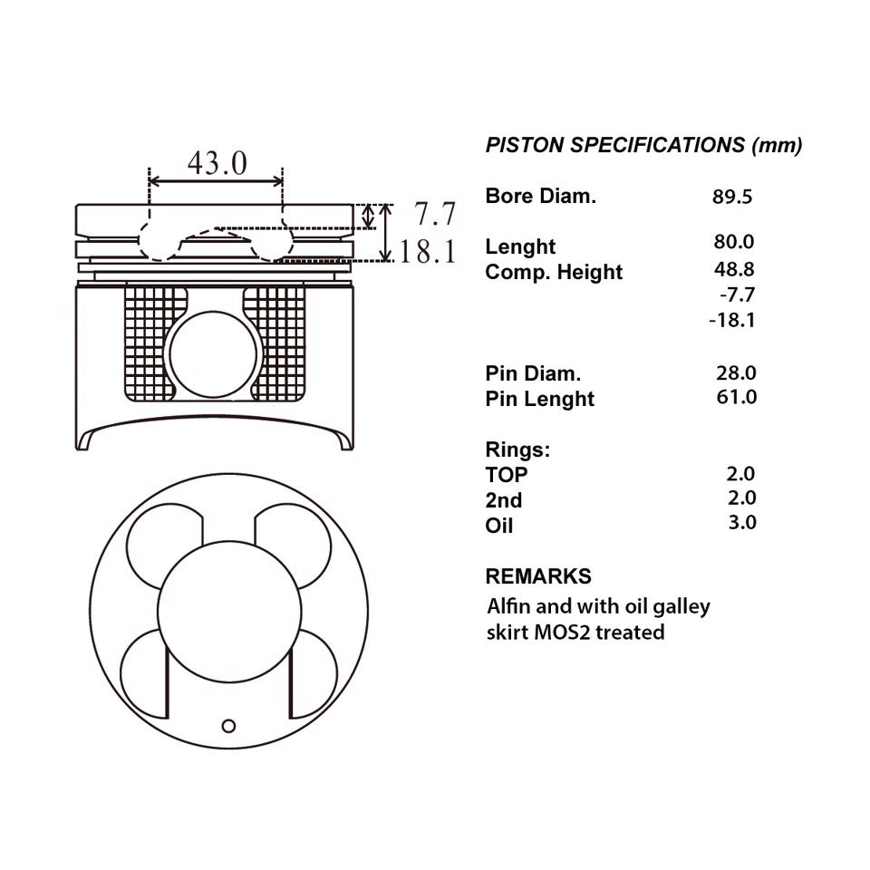 SERIE PISTONI MOTORE COMPLETI 050
