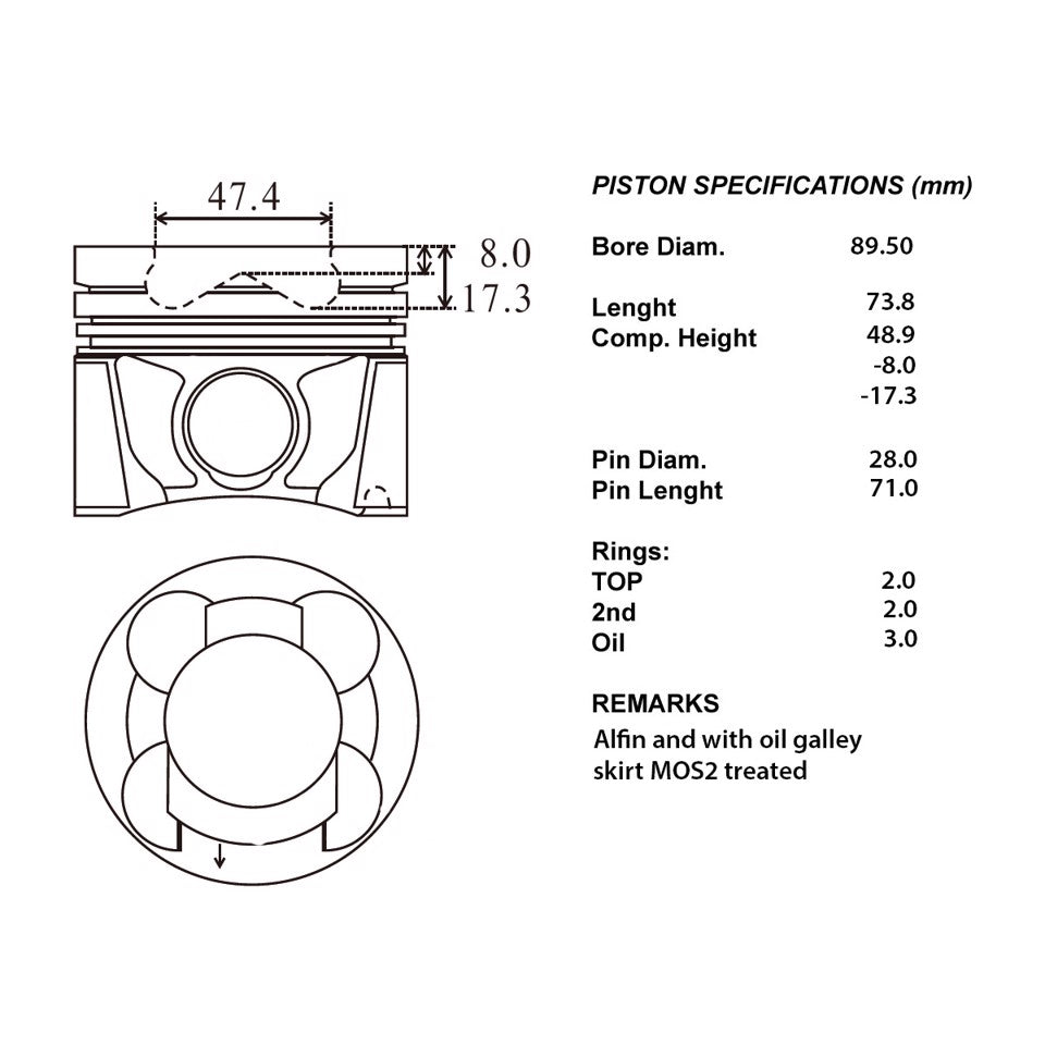 SERIE PISTONI MOTORE COMPLETI 050